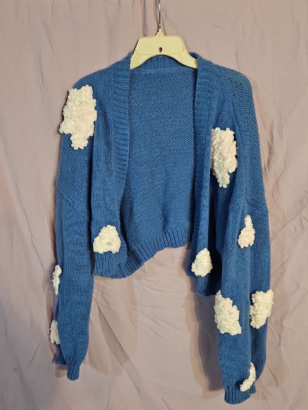 Shein Blue Sky With Clouds Cropped Cardigan